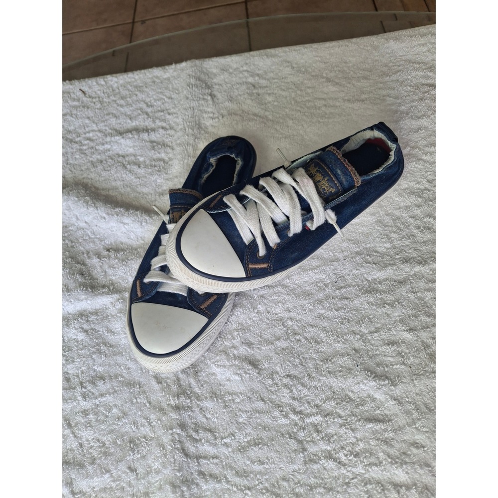 Levis Womens Denim Low Top Sneakers Blue Textile Lace Up Shoes Size 7 1083926